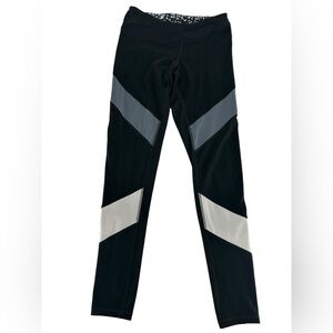 CHAMPION / Black Gray White Color Block Leggings Medium / Yoga Workout Athletic